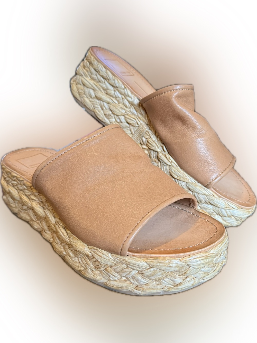 Dolce Vita Tan Braided Espadrille Platform Slide Mules
